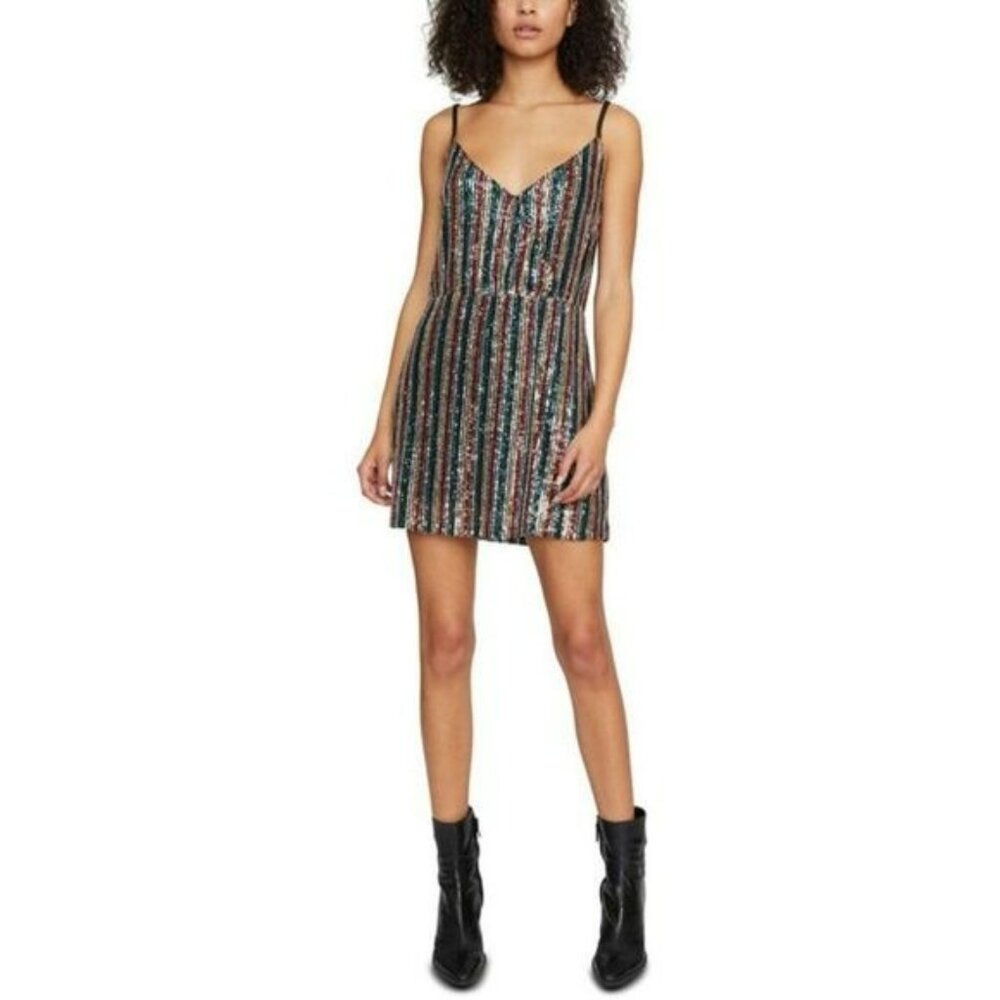 SANCTUARY RAINBOW PRISM V NECK SLEEVELESS COCKTAIL DRESS NEW W TAGS